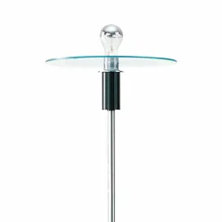 Piantana Moderna con Struttura Cromata e Piatto in Vetro Made in Italy - Saturno