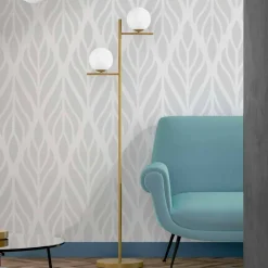 Piantana Moderna in Metallo Finitura Ottone e Vetro Opale Made in Italy - Carima
