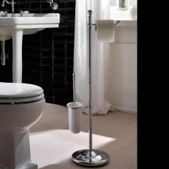 Piantana Terra Vintage con Portacarta e Portascopino in Ottone e Ceramica – Caen