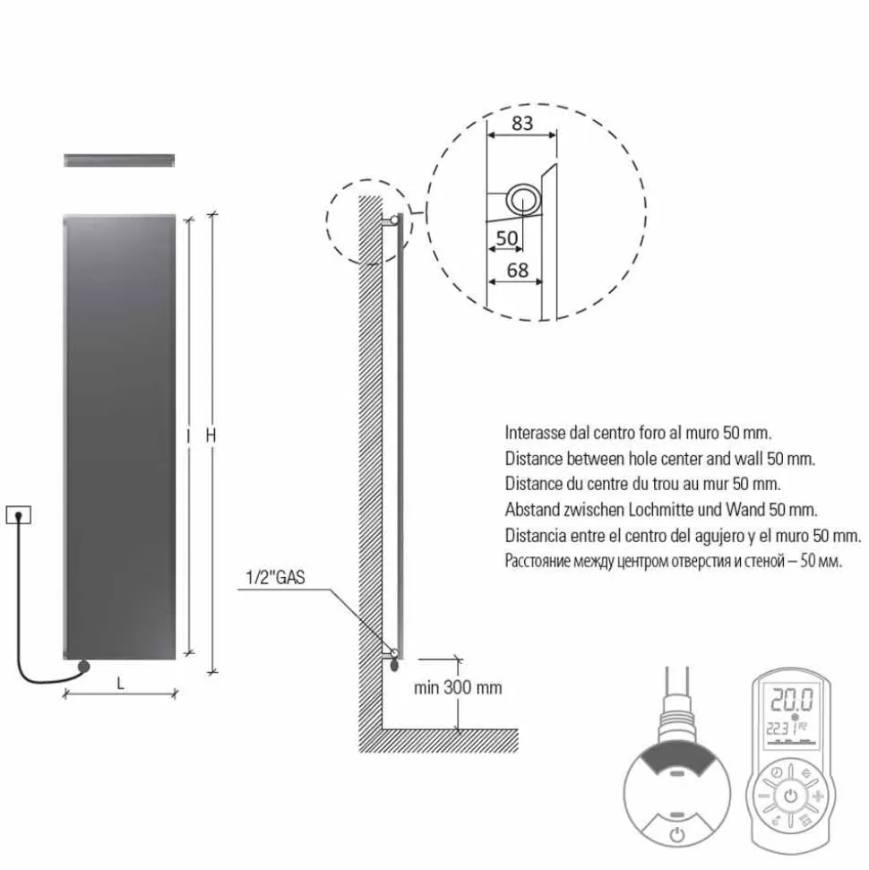 Piastra Radiante Verticale Elettrica in Acciaio Inox Reflex Design 1000 W - Ice