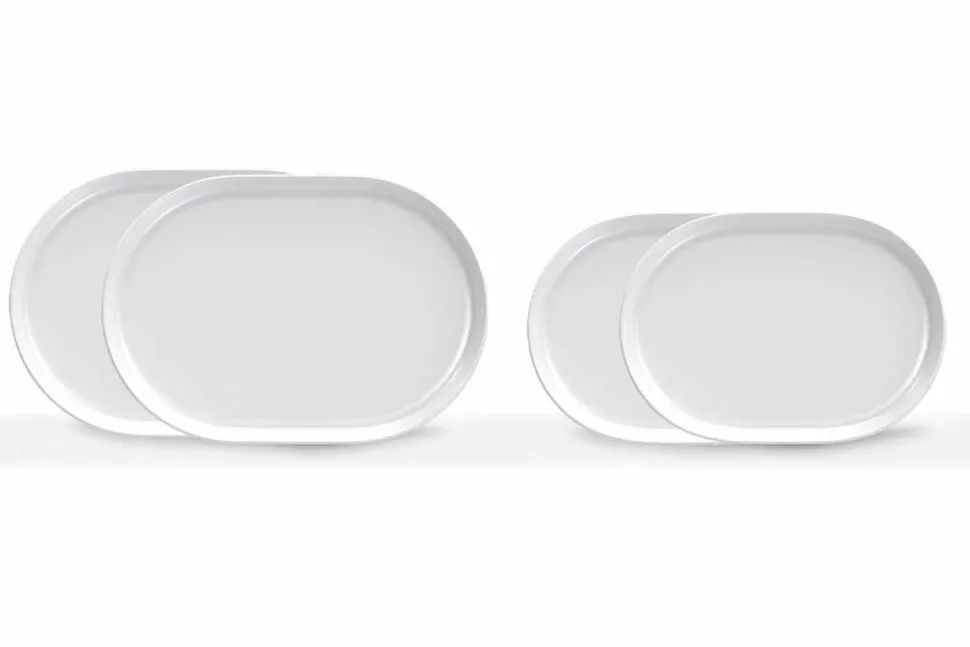 Piatti da Servizio Bianchi Ovali Design Moderno in Porcellana 4 Pezzi - Artico