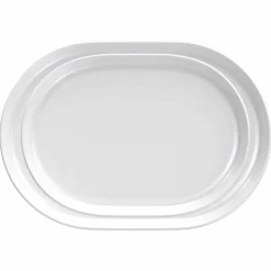 Piatti da Servizio Bianchi Ovali Design Moderno in Porcellana 4 Pezzi - Artico