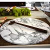 Piatto da Portata Rotondo in Marmo Bianco di Carrara Made in Italy - Kamil