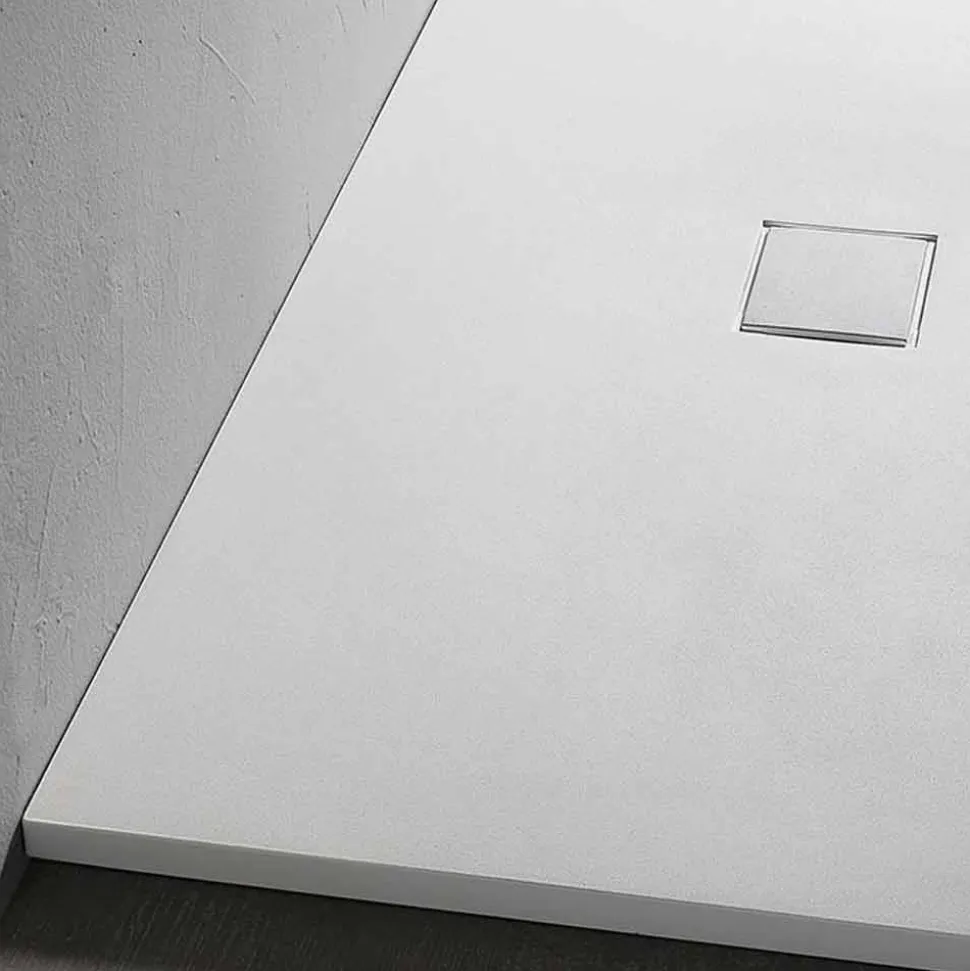 Piatto Doccia Effetto Velluto Bianco in Resina Rettangolare 140x80 cm - Estimo