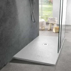 Piatto Doccia in Resina Bianca 140x70 con Griglia in Acciaio e Piletta - Sommo
