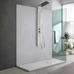 Piatto Doccia Moderno 170x80 Finitura Effetto Ardesia in Resina Bianca - Sommo