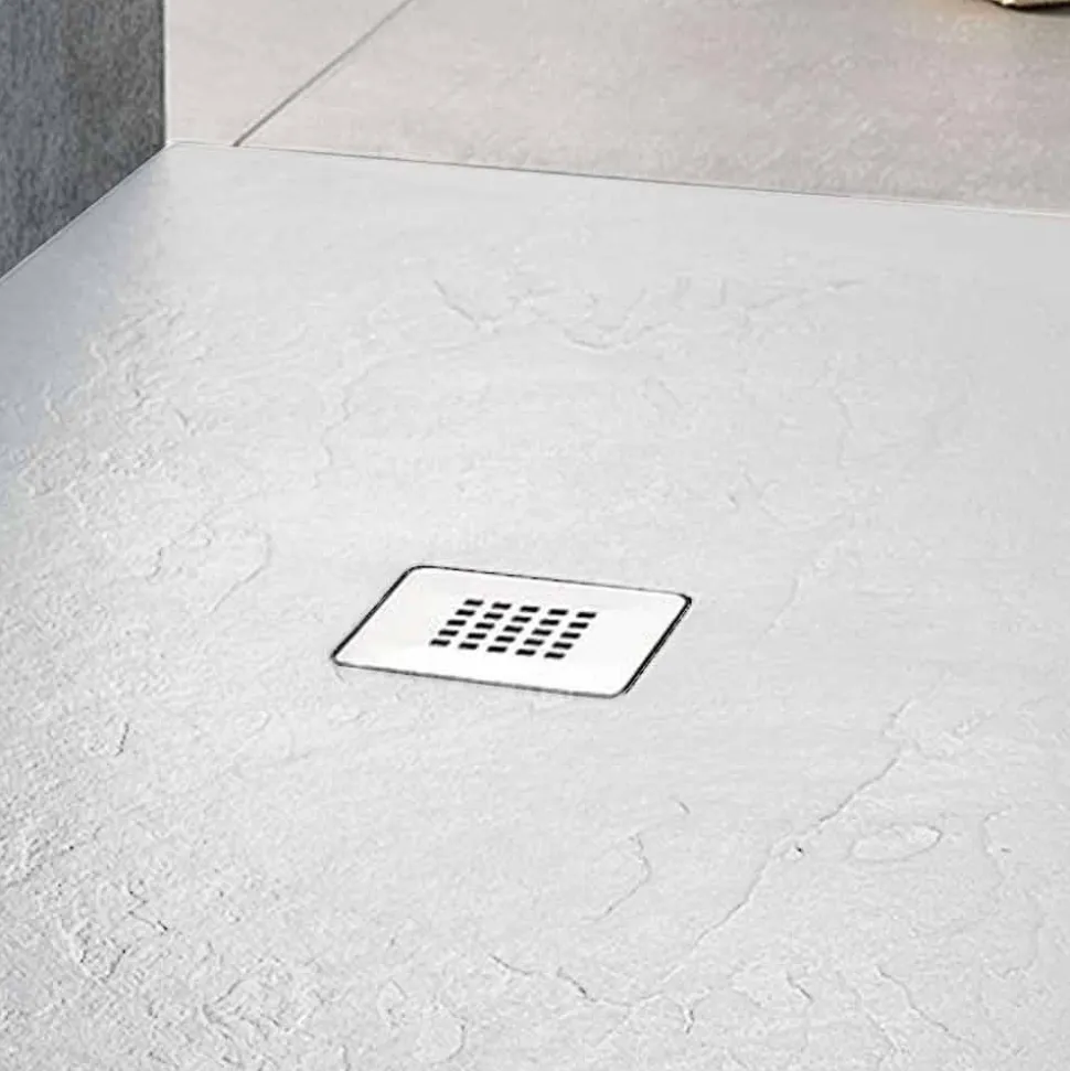 Piatto Doccia Moderno 90x70 in Resina Bianca Effetto Ardesia - Sommo