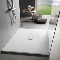 Piatto Doccia Quadrato 80x80 cm in Resina Bianca Effetto Velluto - Estimo