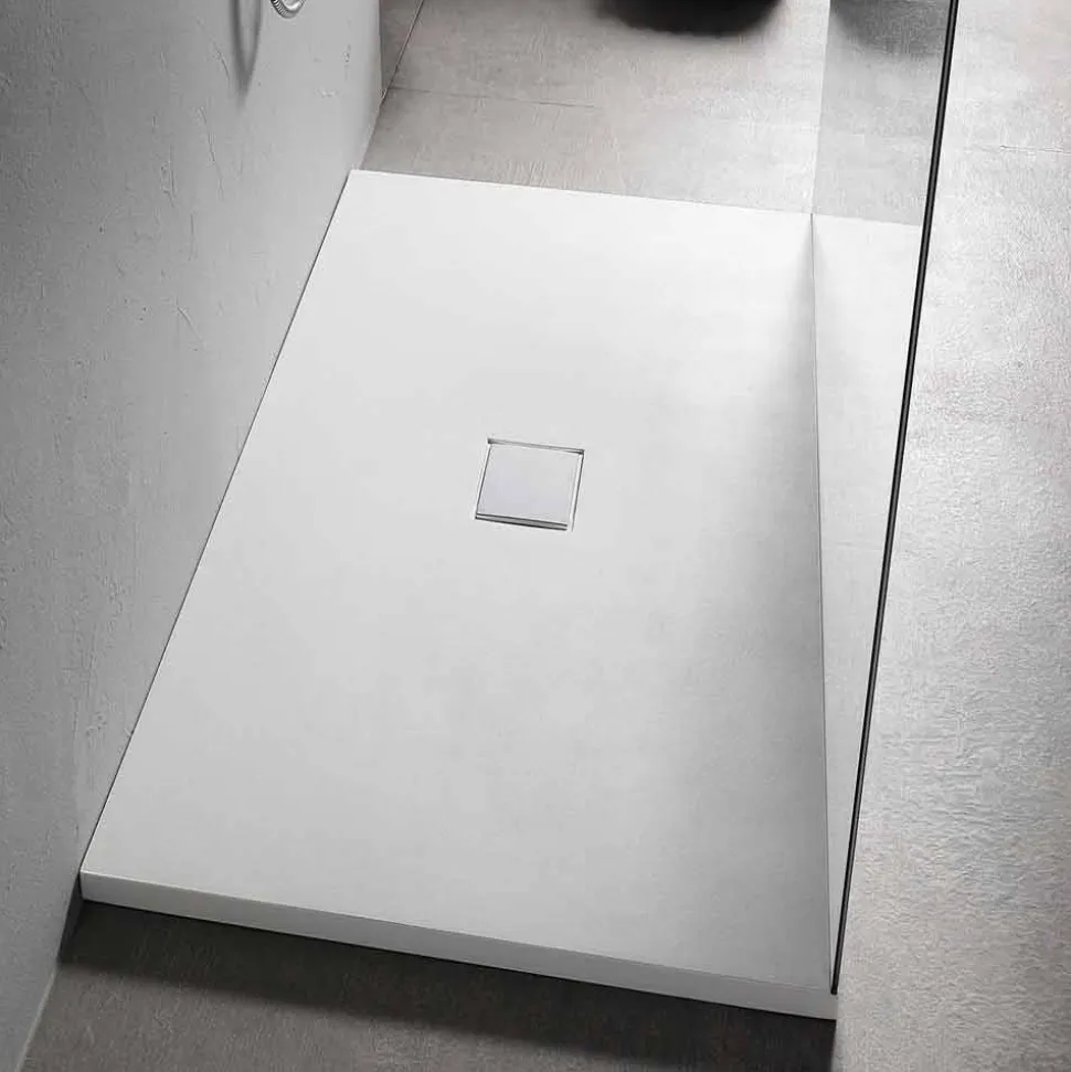 Piatto Doccia 160x80 cm in Resina Bianca con Piletta e Copripiletta - Estimo