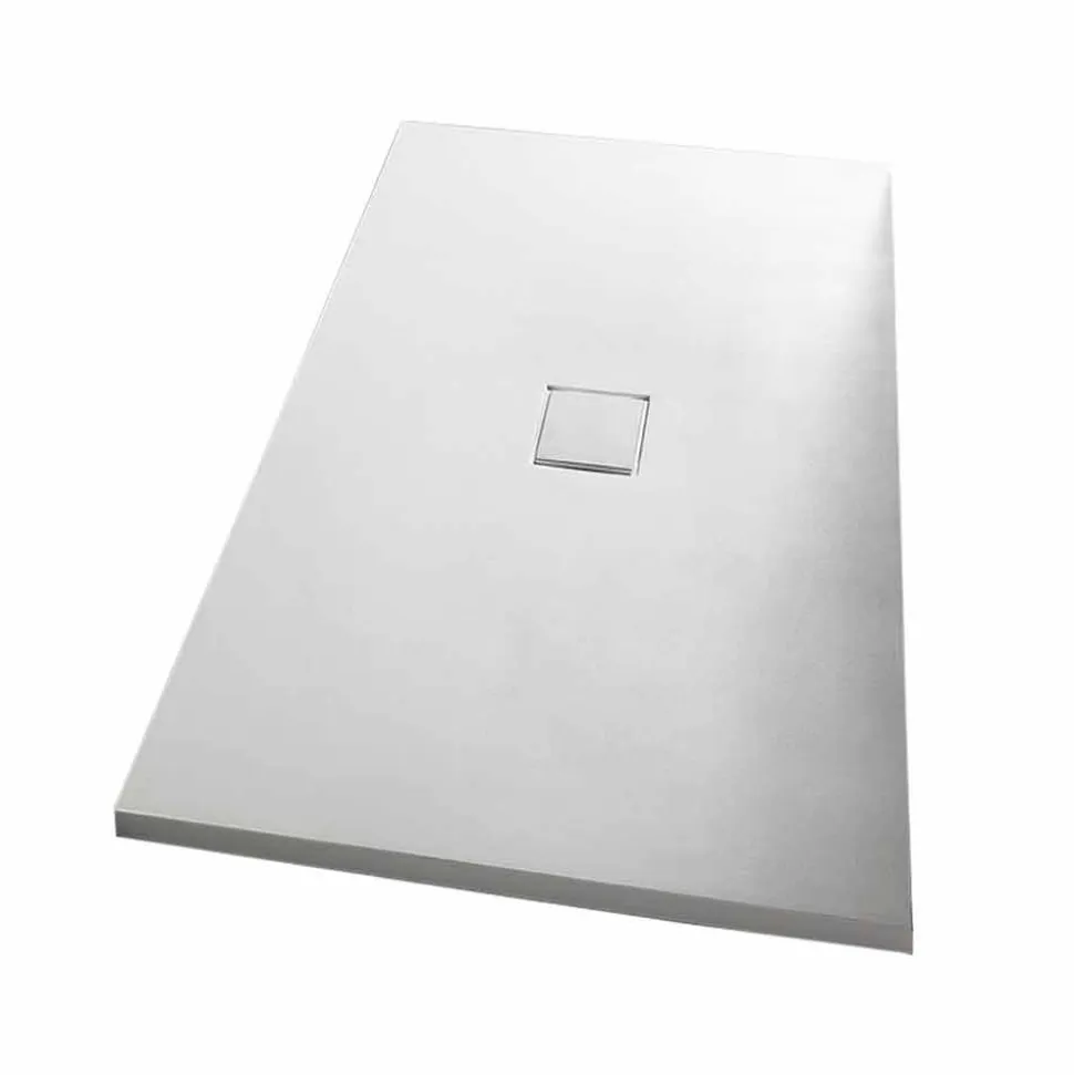 Piatto Doccia 160x80 cm in Resina Bianca con Piletta e Copripiletta - Estimo