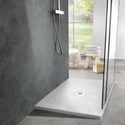 Piatto Doccia 120x90 Design Moderno in Resina Bianca Effetto Ardesia - Sommo