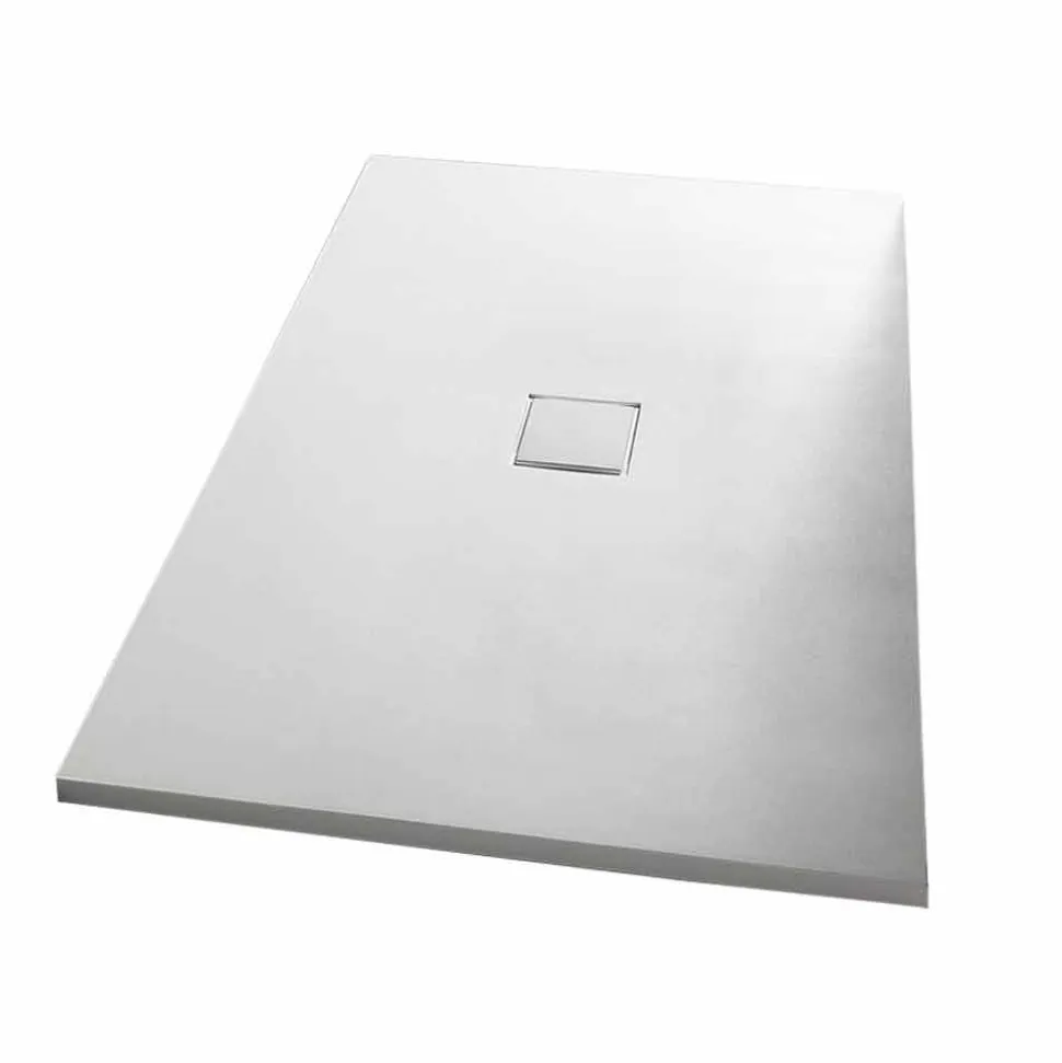Piatto Doccia 120x80 in Resina Finitura Effetto Velluto Bianco Moderno - Estimo