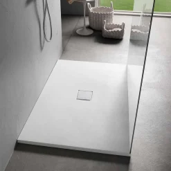 Piatto Doccia 120x80 in Resina Finitura Effetto Velluto Bianco Moderno - Estimo