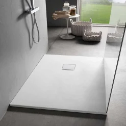 Piatto Doccia 120x90 Moderno in Resina Finitura Effetto Velluto Bianco - Estimo