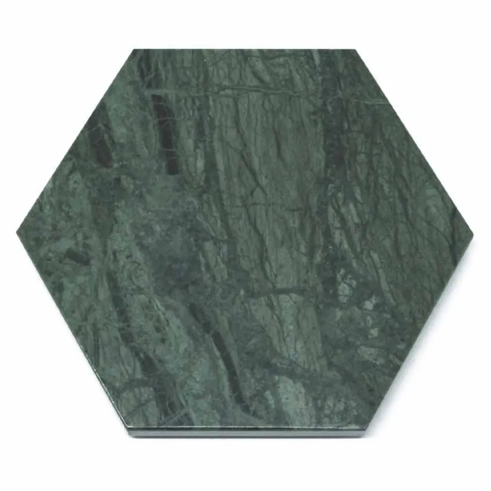 Piatto Esagonale da Portata in Marmo Nero o Verde con Sughero 2 Pezzi - Ludivine