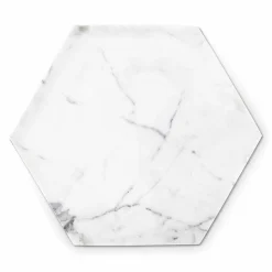 Piatto Esagonale di Design in Marmo Bianco di Carrara Made in Italy - Sintia