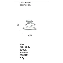 Plafoniera a LED in Metallo Verniciato Bianco Design Moderno - Rivolta