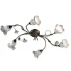 Plafoniera a 6 Luci in Ceramica Artigianale con Rose di Decoro - Pisa