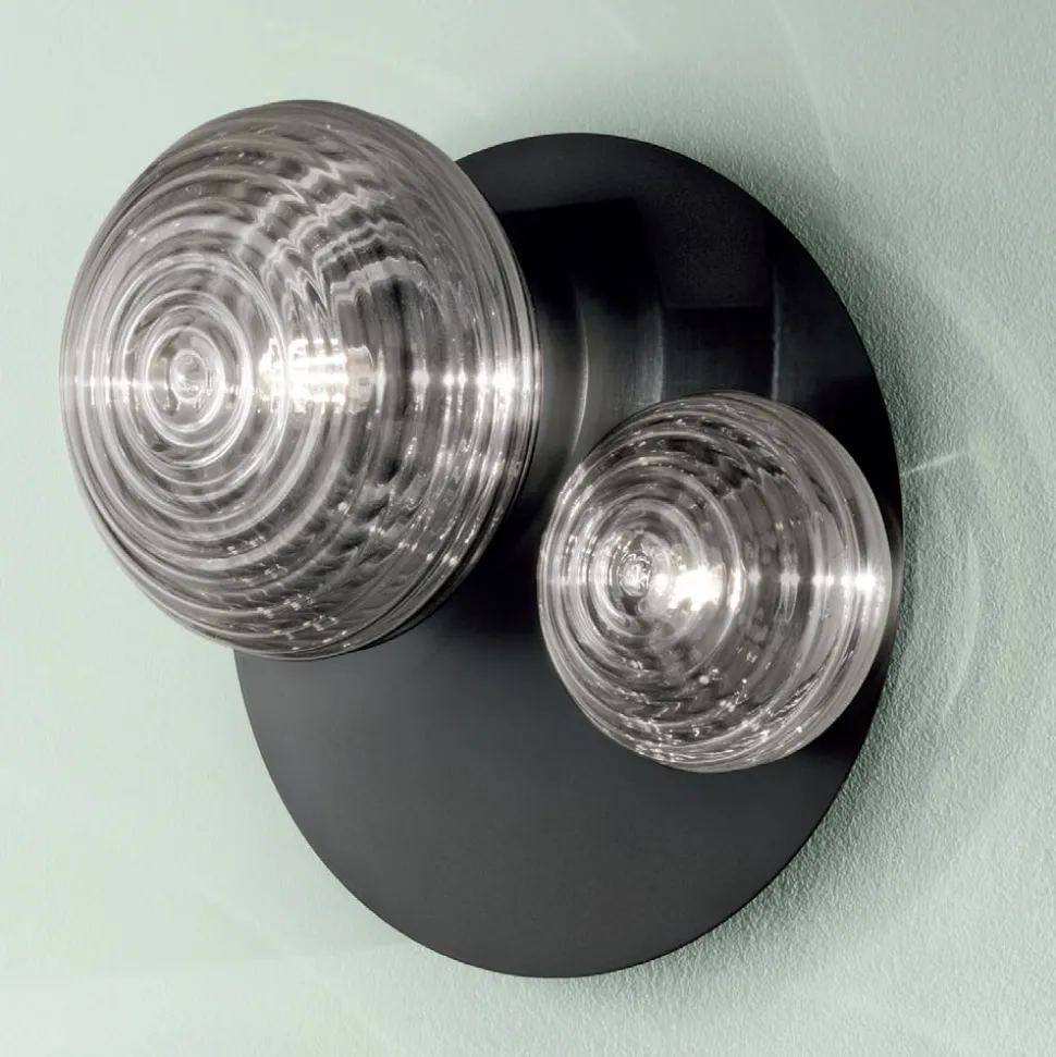 Plafoniera Applique in Vetro Soffiato con Struttura in Metallo - Rondine