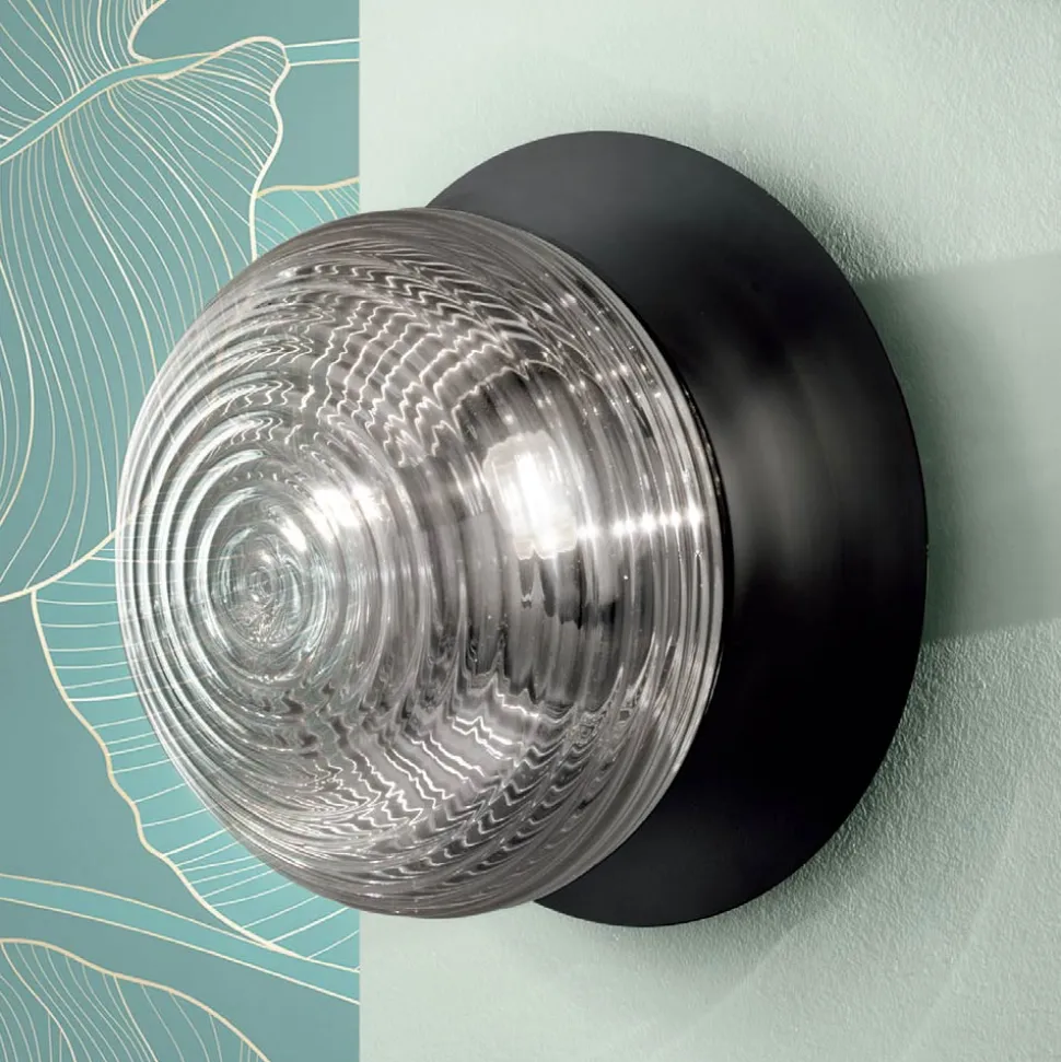 Plafoniera Applique in Vetro Soffiato con Struttura in Metallo - Rondine