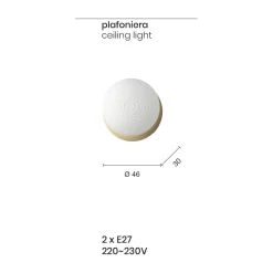 Plafoniera Applique in Vetro Soffiato con Struttura in Metallo - Rondine
