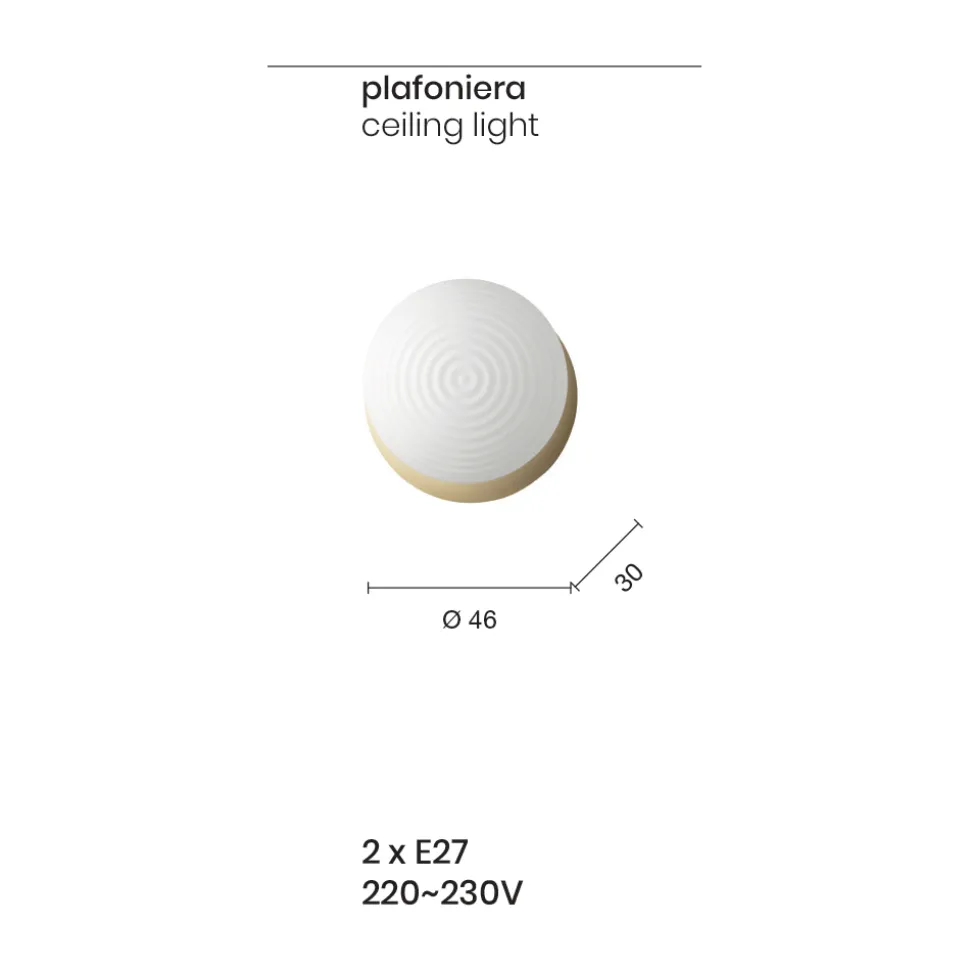 Plafoniera Applique in Vetro Soffiato con Struttura in Metallo - Rondine