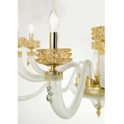 Plafoniera Classica 8 Luci in Vetro Artigianale Lusso Italiano - Saline