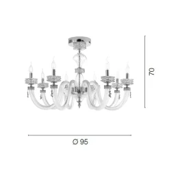 Plafoniera Classica 8 Luci in Vetro Artigianale Lusso Italiano - Saline