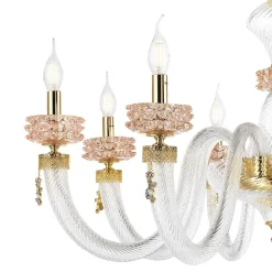 Plafoniera Classica 8 Luci in Vetro Artigianale Lusso Italiano - Saline