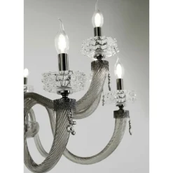 Plafoniera Classica 8 Luci in Vetro Artigianale Lusso Italiano - Saline