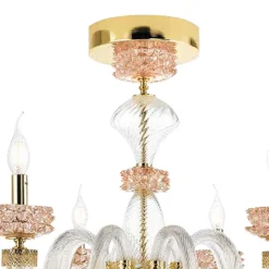 Plafoniera Classica 8 Luci in Vetro Artigianale Lusso Italiano - Saline