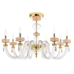 Plafoniera Classica 8 Luci in Vetro Artigianale Lusso Italiano - Saline