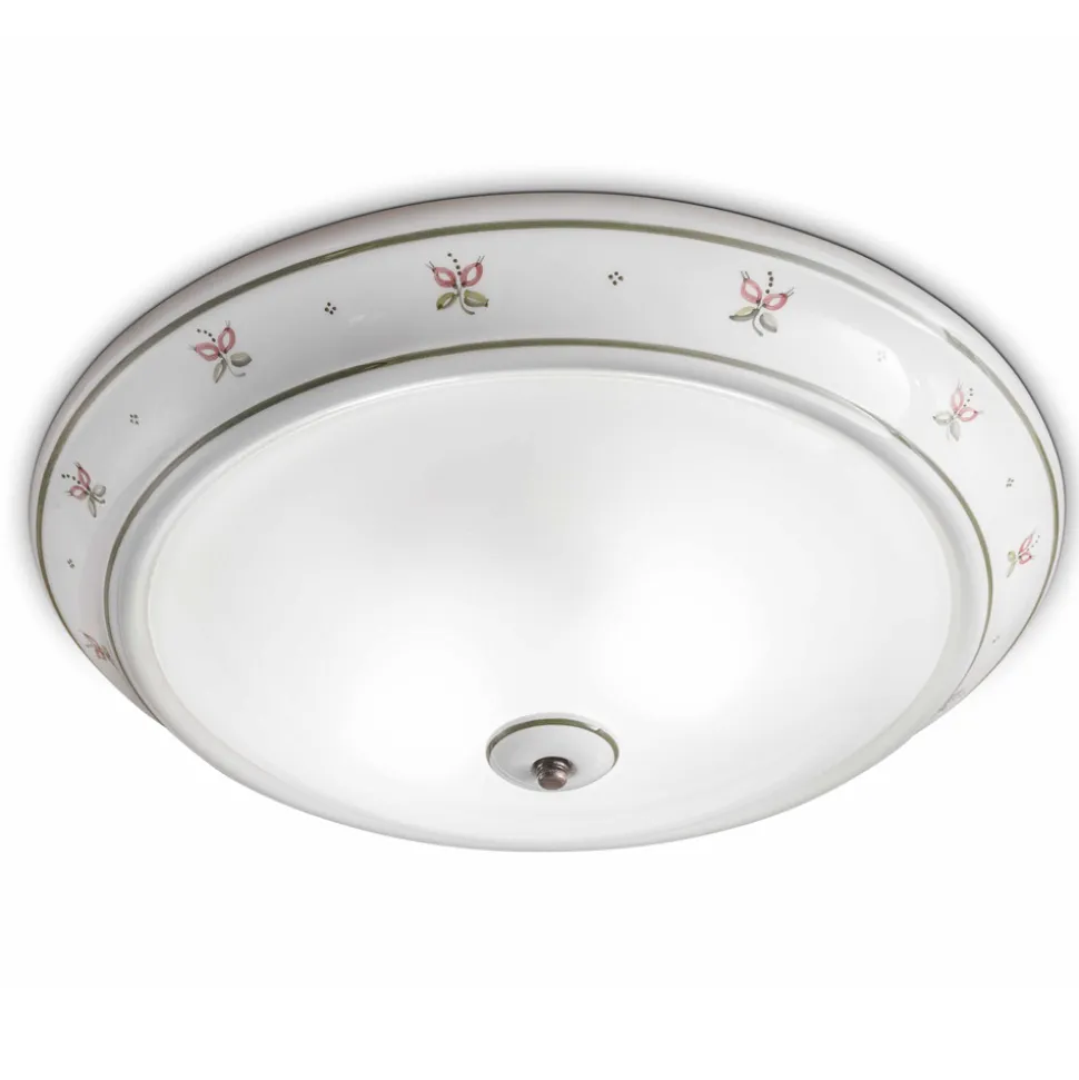 Plafoniera da soffitto tonda in ceramica decorata Ferroluce