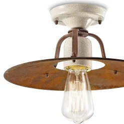 Plafoniera da soffitto vintage in ceramica e metallo Elaine Ferroluce