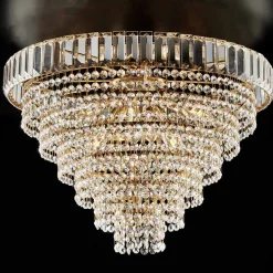 Plafoniera in Ferro Dorato con Strass Made in Italy - Kiev