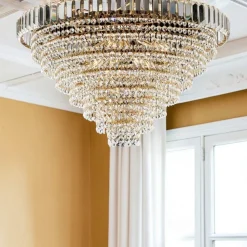 Plafoniera in Ferro Dorato con Strass Made in Italy - Kiev