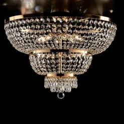 Plafoniera in Ferro Dorato con Strass Made in Italy - Austria