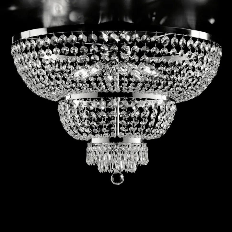 Plafoniera in Ferro Dorato con Strass Made in Italy - Austria