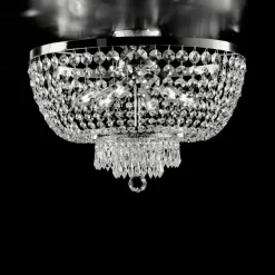 Plafoniera in Ferro Dorato con Strass Made in Italy - Austria