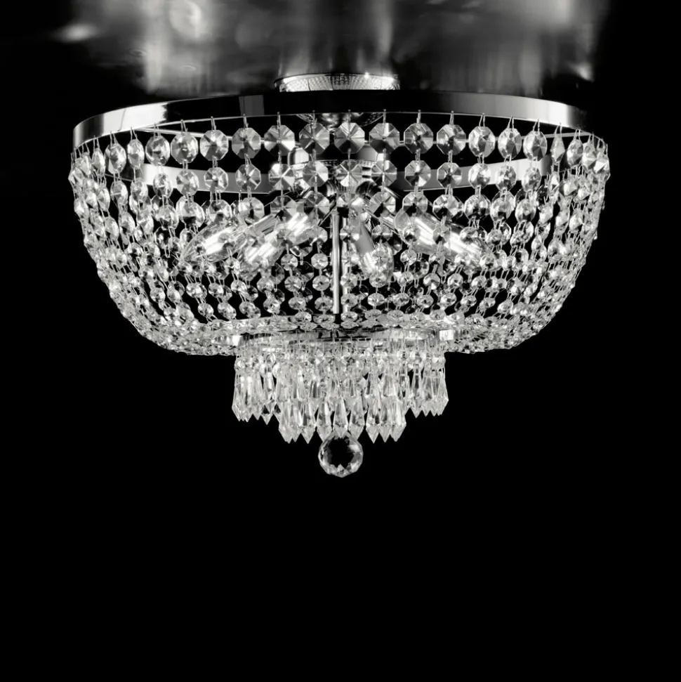 Plafoniera in Ferro Dorato con Strass Made in Italy - Austria