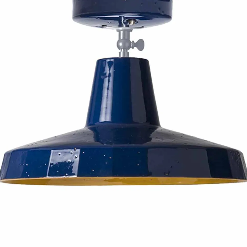 Plafoniera in maiolica toscana e ottone, 30 cm, Rossi - Toscot