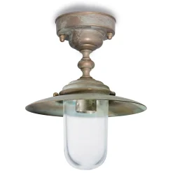 Plafoniera in Ottone Vintage da Esterno, Vetro Trasparente IP44 - Elfico