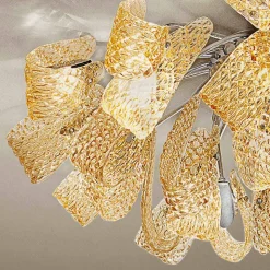 Plafoniera in Vetro Veneziano e Metallo, Fatta a Mano in Italia - Diamonique