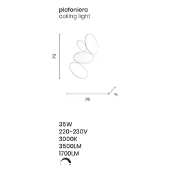 Plafoniera Moderna in Metallo Bianco o Oro a LED Dimmerabile - Raissa