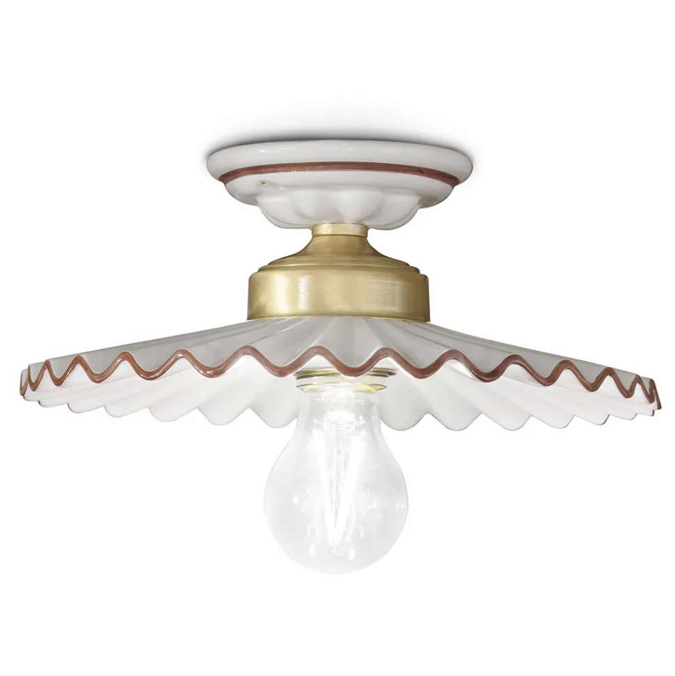 Plafoniera rustica da soffitto in ceramica Ferroluce L'Aquila