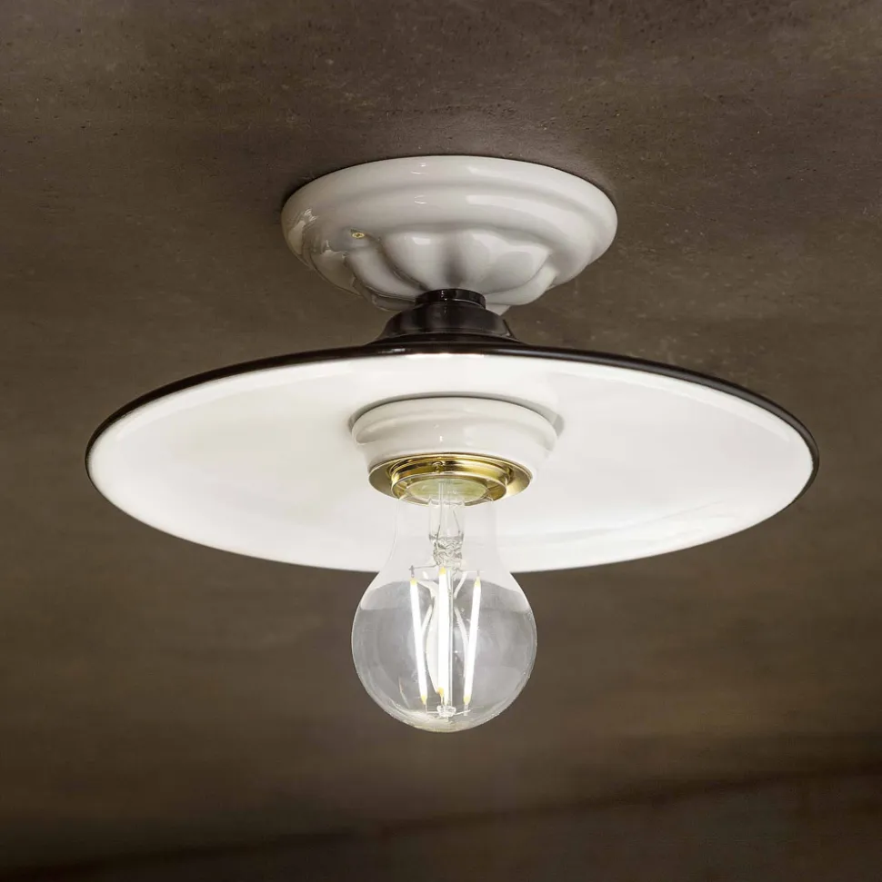 Plafoniera rustica in ceramica da soffitto Ferroluce Potenza