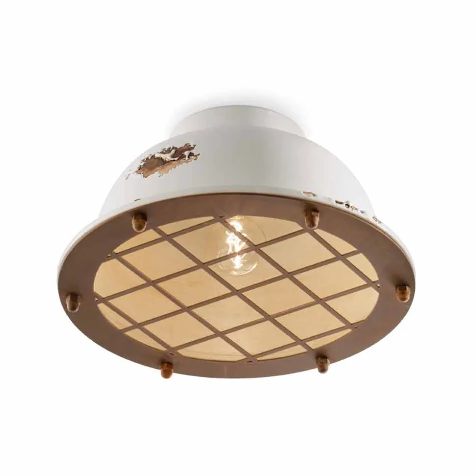 Plafoniera stile nautico in ceramica con griglia Mary Ferroluce