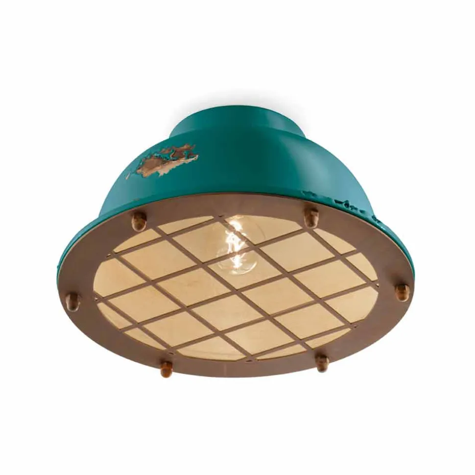 Plafoniera stile nautico in ceramica con griglia Mary Ferroluce