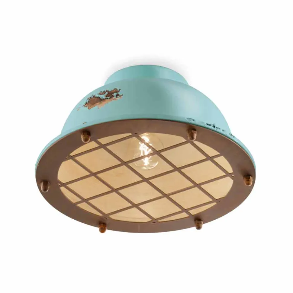 Plafoniera stile nautico in ceramica con griglia Mary Ferroluce