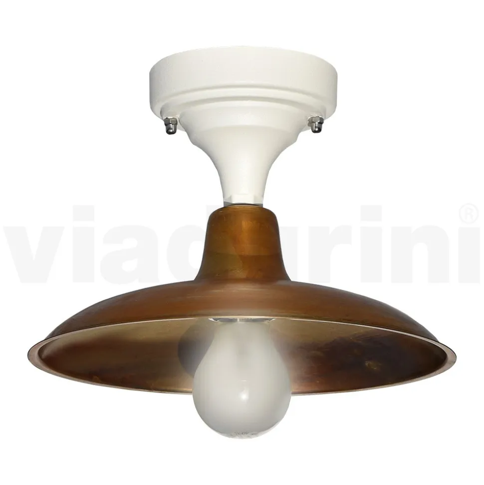 Plafoniera Vintage da Esterno in Alluminio e Ottone Made in Italy - Adela